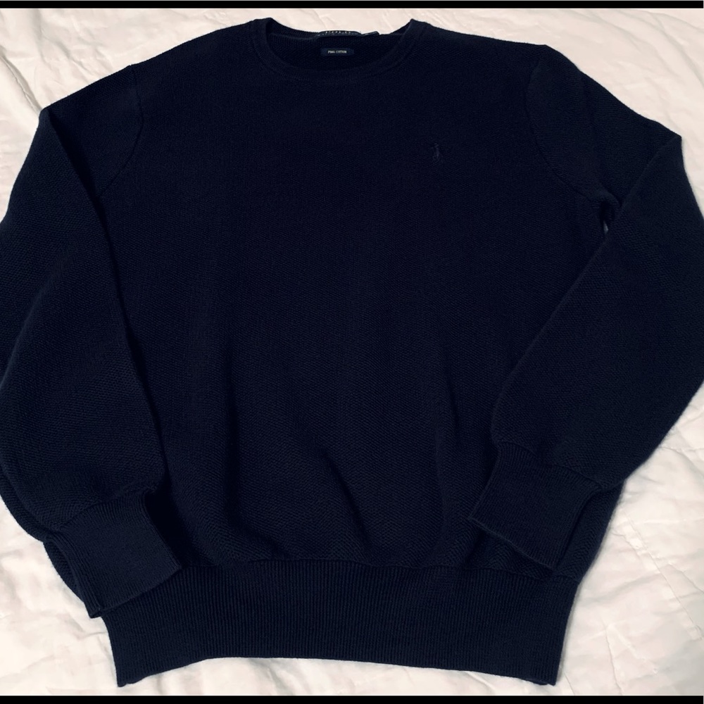 Polo Ralph Lauren 100% Pima Cotton Navy Blue Crew Neck Sweater Pullover